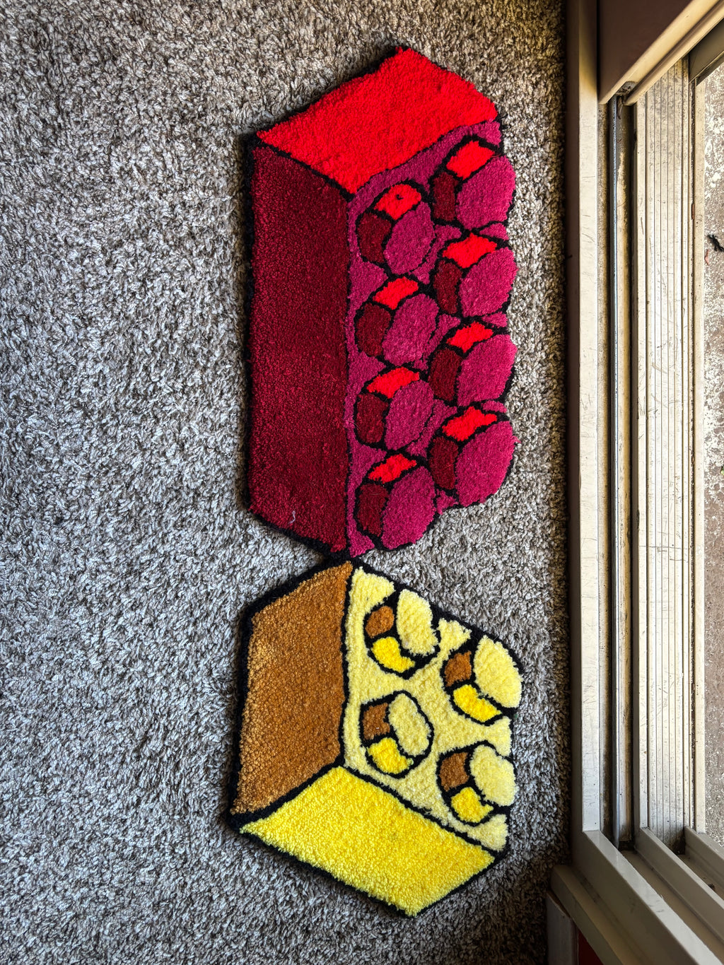 The "Red Core" 3D Building Block Tufted Rug