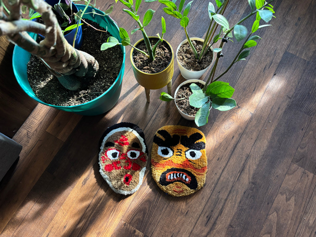 The Folklore Duo: Hand-Tufted Oni & Hannya Mask Set