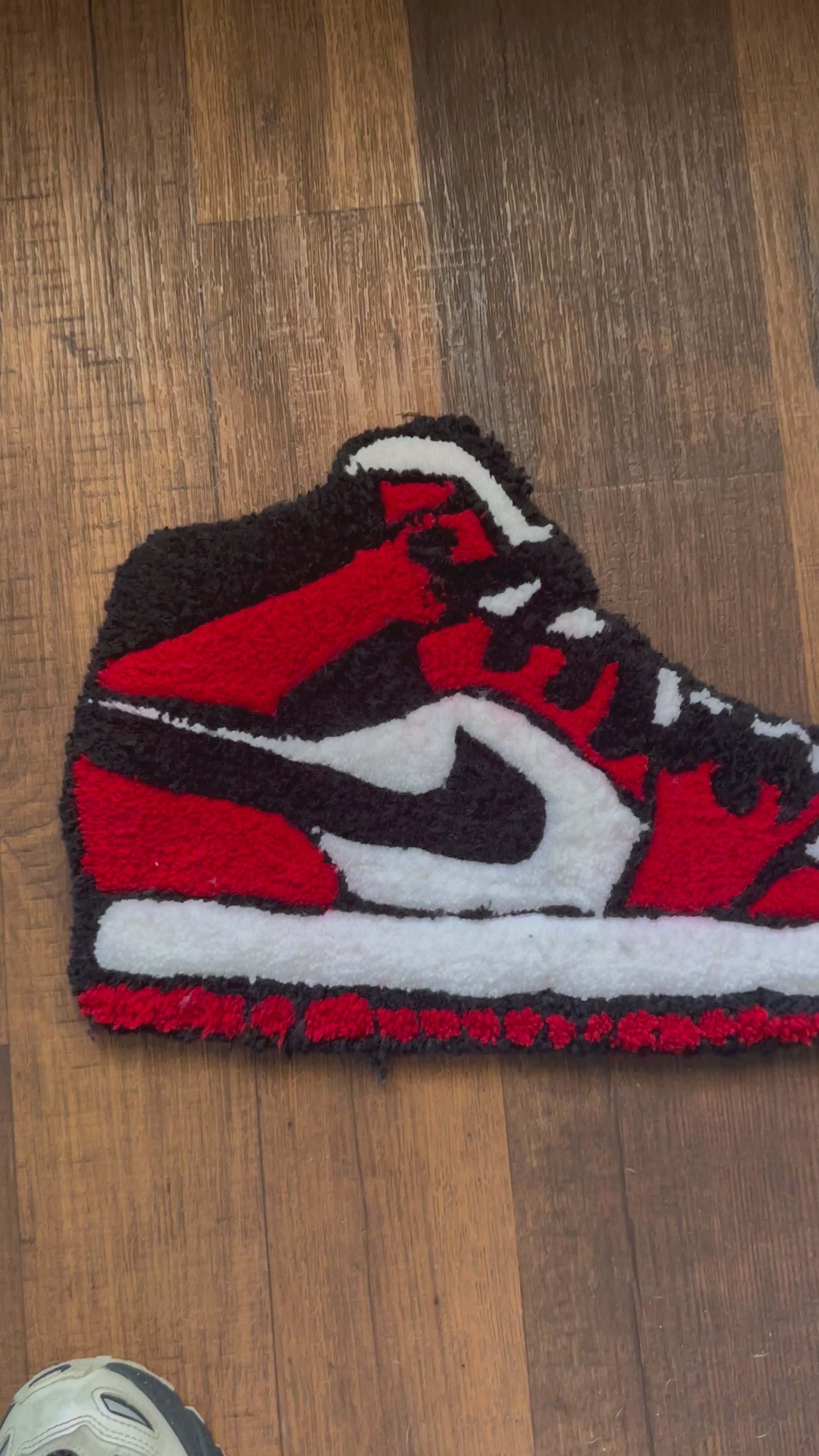 Red & Black High-Top Sneaker Handmade Tufted Rug